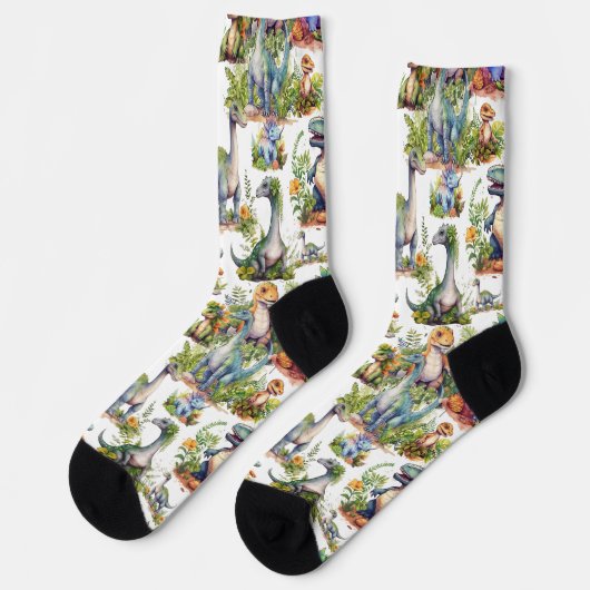 Dinosaur Illustration Socken (Linkes Detail)