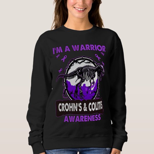 Dinosaur I'm A Warrior CROHN'S & COLITIS Awareness Sweatshirt (Vorderseite)