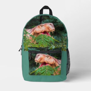 Dinosaur im Wald. Bedruckter Rucksack