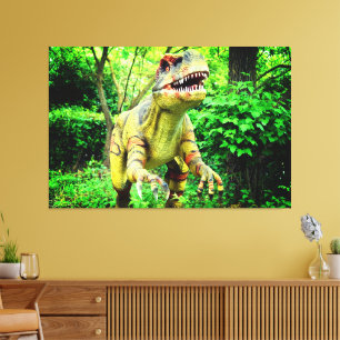 Dinosaur im Wald Bild auf Premium-Wrapper gedruckt Leinwanddruck
