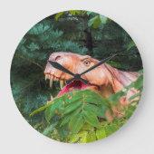 Dinosaur im Wald. Große Wanduhr (Vorderseite)