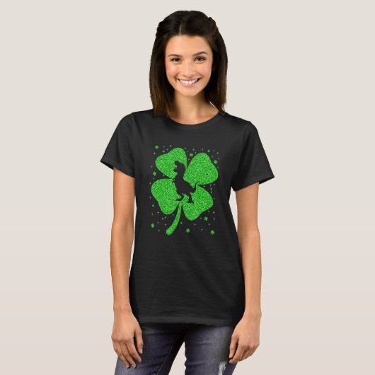 Dinosaur Irish Kleeblatt Bunny St Patrick's Day T-Shirt (Vorne ganz)
