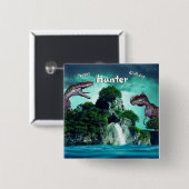 Dinosaur Island Happy Birthday Party Button (Vorne & Hinten)