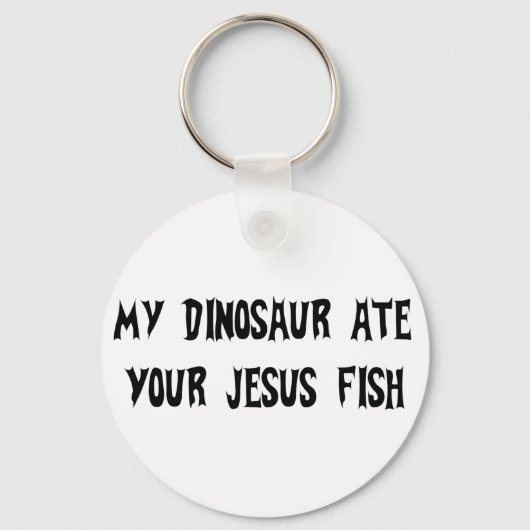 Dinosaur isst Jesus Fish Schlüsselanhänger (Vorderseite)