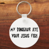 Dinosaur isst Jesus Fish Schlüsselanhänger (Vorderseite)