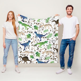 Dinosaur Jagd! Dinosaurier auf Safari Jungen Kinde Fleecedecke