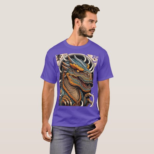 Dinosaur Japanischer Tattoo-T - Shirt (Vorne ganz)