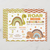 Dinosaur Joint Birthday Invitation for Siblings Einladung (Vorne/Hinten)