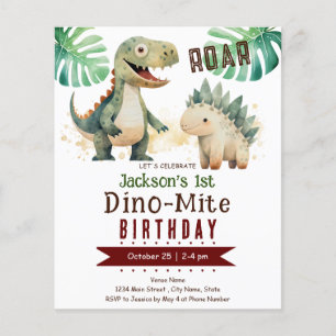 Dinosaur Jungen 1. Geburtstags Budget Papierblatt