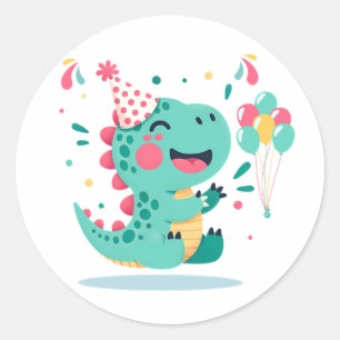 Dinosaur Jungen Geburtstagsaufkleber   Dino-Party- Runder Aufkleber