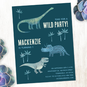 Dinosaur Jungen Kinder Geburtstagsfeier Einladung Postkarte