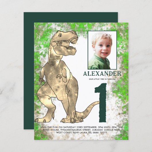 Dinosaur Jungle 1. Geburtstag Party Foto (Vorne/Hinten)