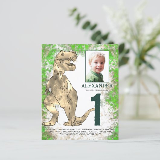 Dinosaur Jungle 1. Geburtstag Party Foto (Stehend Vorderseite)