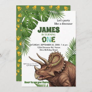 Dinosaur Jungle 1st Birthday Invitation  Einladung