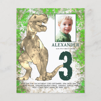 Dinosaur Jungle 3. Geburtstag Party Foto Budget Flyer