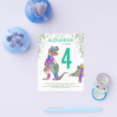 Dinosaur Jungle 4 Geburtstagsparty Einladung Flyer (Einzeln)