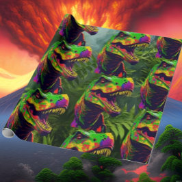 Dinosaur Jungle Green Geburtstagskinder Geschenkpapier