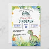 Dinosaur Jungle Kindergeburtstag Party Einladung (Vorderseite)