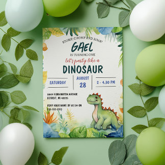 Dinosaur Jungle Kindergeburtstag Party Einladung