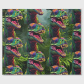 Dinosaur Jungle T Rex Jurassic Cool Geschenkpapier (Flach)