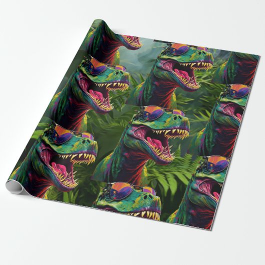Dinosaur Jungle T Rex Jurassic Cool Geschenkpapier (Ungerollt)