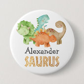 Dinosaur Jurassic 1. Geburtstag Thema Button (Vorderseite)