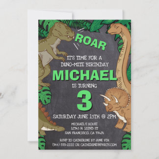 Dinosaur Jurassic Dino Kids 3. Geburtstag Party Einladung