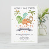 Dinosaur Jurassic Geburtstagsparty Einladung (Stehend Vorderseite)