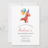 Dinosaur Jurassic Party Einladung Boys Three Rex (Vorderseite)