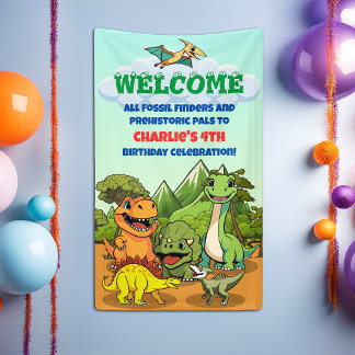 Dinosaur Jurassic Prähistorischer Niedlicher Carto Banner