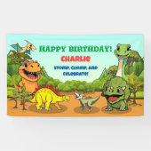 Dinosaur Jurassic Prähistorischer Spaß Cartoon Geb Banner (Horizontal)