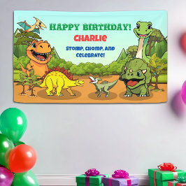 Dinosaur Jurassic Prähistorischer Spaß Cartoon Geb Banner
