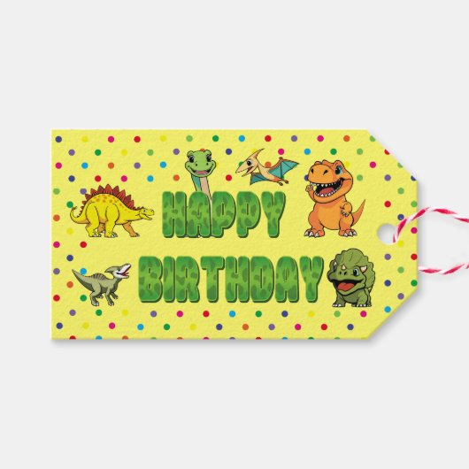 Dinosaur Jurassic Prähistorischer Spaß Cartoon Geb Geschenkanhänger (Vorderseite (Horizontal))