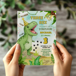 Dinosaur Jurassic Three Rex 3. Geburtstags-Party Einladung