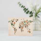 Dinosaur-Karte der Weltkarte Postkarte (Stehend Vorderseite)