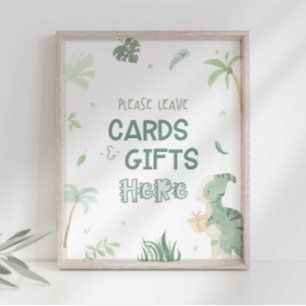 Dinosaur-Karten und Geschenke-Partyschild Fotodruck