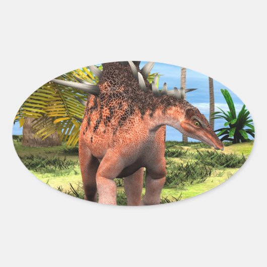 Dinosaur Kentrosaurus Ovaler Aufkleber (Vorderseite)