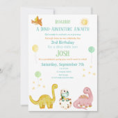 Dinosaur Kids 3. Geburtstag Einladung (Vorderseite)