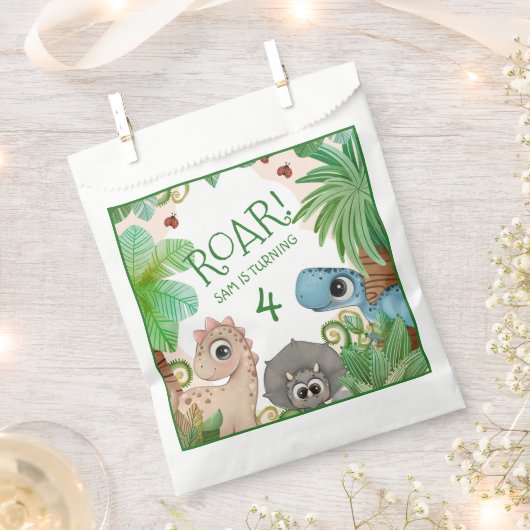 Dinosaur Kids 4. Geburtstag Geschenktütchen (Ausgeschnitten)