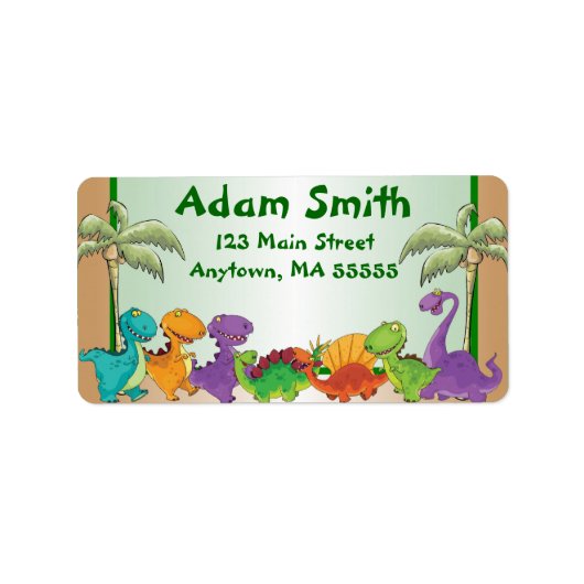 Dinosaur Kids Address Labels Adressaufkleber (Vorne)