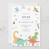 Dinosaur Kids Birthday Party Invitation Einladung (Vorderseite)
