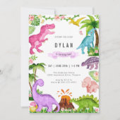 Dinosaur Kids Birthday Party Invitation Einladung (Vorderseite)