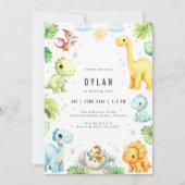 Dinosaur Kids Birthday Party Invitation Einladung (Vorderseite)