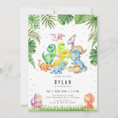 Dinosaur Kids Birthday Party Invitation Einladung (Vorderseite)