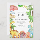 Dinosaur Kids Birthday Party Invitation Einladung (Vorderseite)