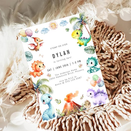 Dinosaur Kids Birthday Party Invitation Einladung