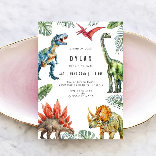 Dinosaur Kids Birthday Party Invitation Einladung