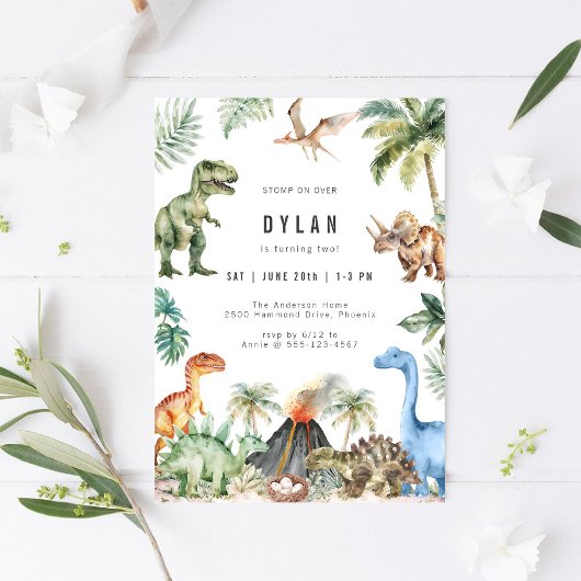 Dinosaur Kids Birthday Party Invitation Einladung