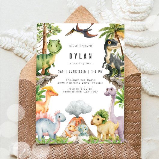 Dinosaur Kids Birthday Party Invitation Einladung