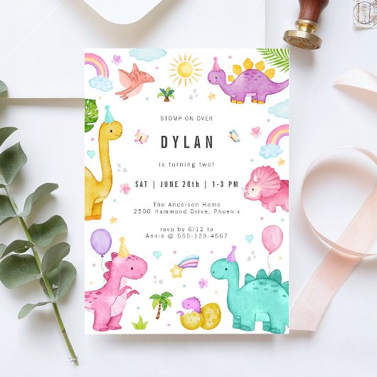 Dinosaur Kids Birthday Party Invitation Einladung